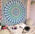 92" X 84" Blue Green And White Mandala Cotton Hanging Tapestry