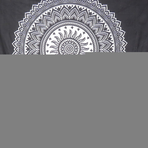 92" X 84" Black And White Abstract Cotton Hanging Tapestry