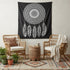 92" X 84" Black And White Abstract Cotton Hanging Tapestry