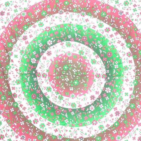 88" X 84" Green Red And White Floral Cotton Hanging Tapestry