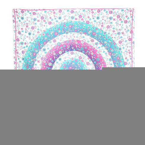 88" X 84" Pink Blue And White Floral Cotton Hanging Tapestry