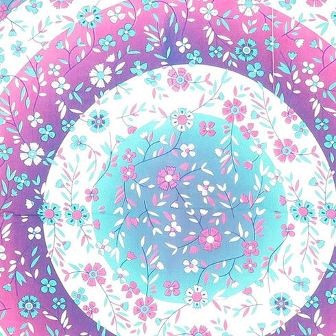 88" X 84" Pink Blue And White Floral Cotton Hanging Tapestry