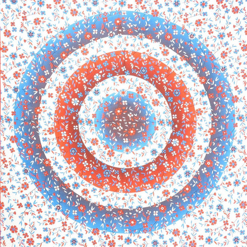 88" X 84" White Blue And Red Floral Cotton Hanging Tapestry