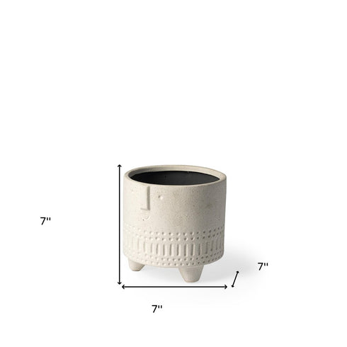 7" White Abstract Cylinder Ceramic Table Vase