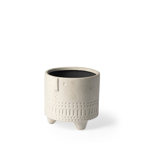 7" White Abstract Cylinder Ceramic Table Vase