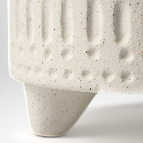 7" White Abstract Cylinder Ceramic Table Vase