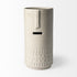 14" White Abstract Cylinder Ceramic Table Vase