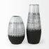 19" Black Gray And White Abstract Cylinder Ceramic Table Vase