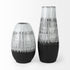 13" Black Gray And White Abstract Cylinder Ceramic Table Vase