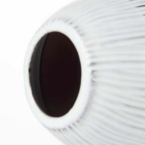 13" Black Gray And White Abstract Cylinder Ceramic Table Vase