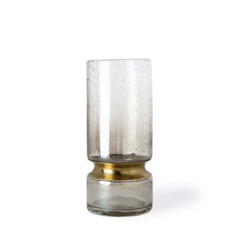 11" Gold Abstract Cylinder Crystal Glass Table Vase