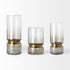 11" Gold Abstract Cylinder Crystal Glass Table Vase