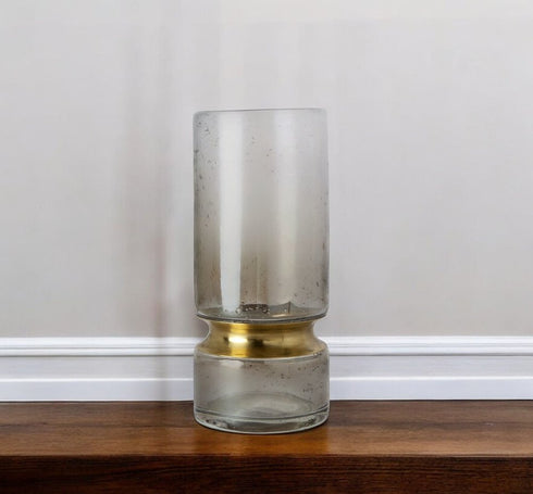 11" Gold Abstract Cylinder Crystal Glass Table Vase