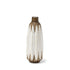 14" Brown And White Abstract Cylinder Ceramic Table Vase