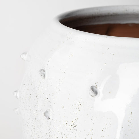 14" White Abstract Cylinder Ceramic Table Vase