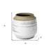 9" White Blue and Sand Abstract Cylinder Ceramic Table Vase