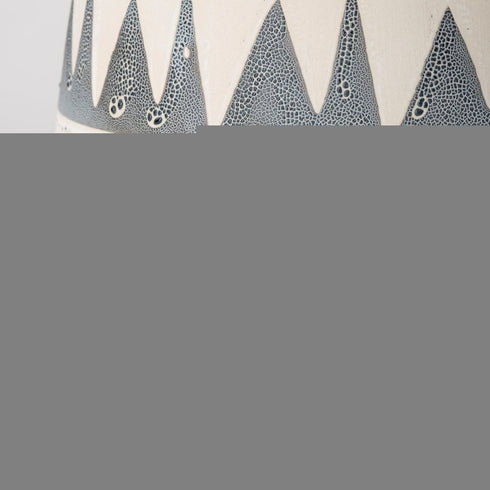 10" Gray And Ivory Geometric Cylinder Ceramic Table Vase