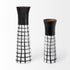 24" Black And White Abstract Cylinder Ceramic Table Vase