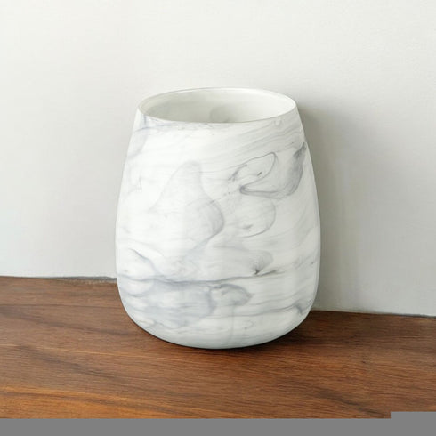 8" Gray Abstract Cylinder Crystal Glass Table Vase