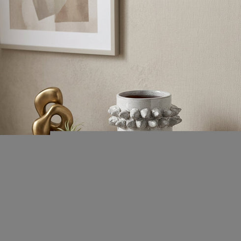7" Gray Abstract Cylinder Spikey Ceramic Table Vase
