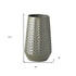 11" Green Abstract Cylinder Metal Table Vase