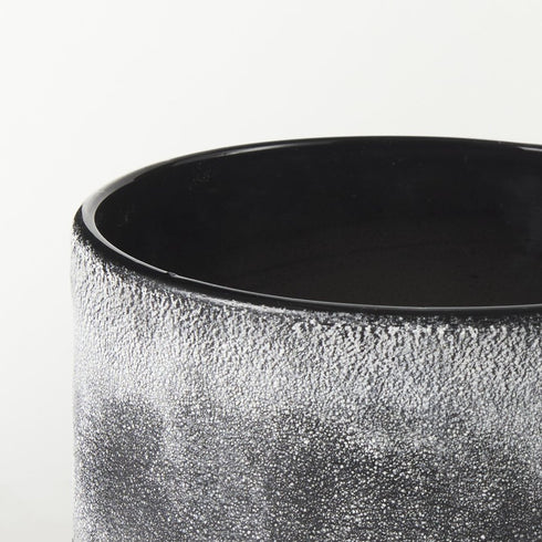 6" Brown And Black Abstract Cylinder Ceramic Table Vase