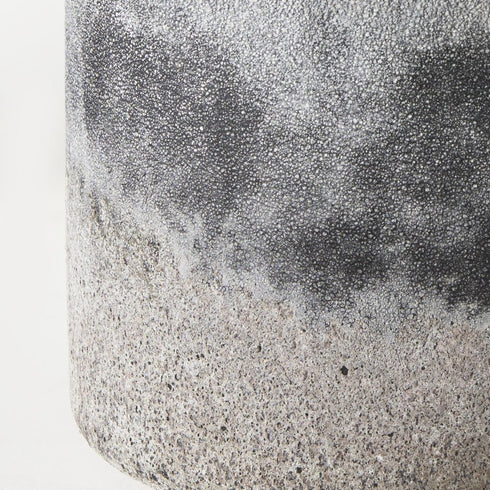 6" Brown And Black Abstract Cylinder Ceramic Table Vase