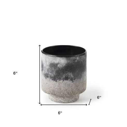 6" Brown And Black Abstract Cylinder Ceramic Table Vase