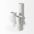 17" White Abstract Cylinder Ceramic Table Vase
