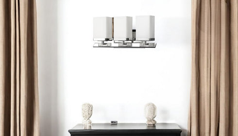 Three Light Silver Frosted Glass Wall Sconce