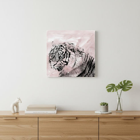 Pink Crouching Tiger Unframed Print Wall Art