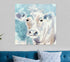 40" x 40" Blue Pastel Watercolor Cow Unframed Canvas Wall Art