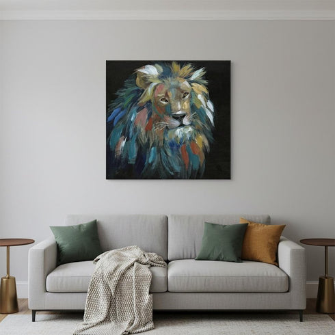 Painted Lion Portrait Unframed Print Wall Art