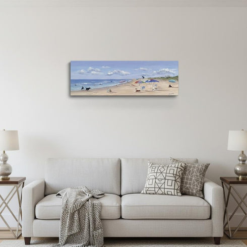 Small Dogs Playing at the Beach Canvas Wall Art