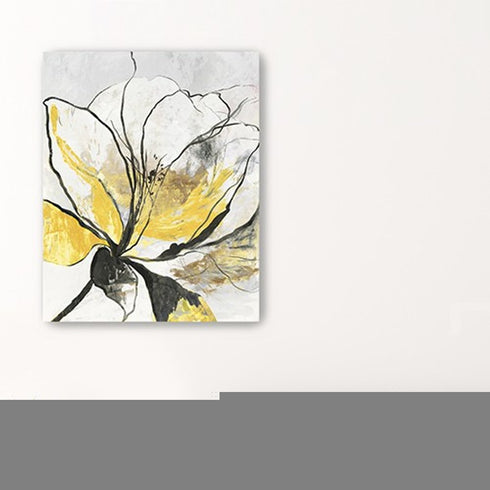 20" Modern Yellow and Black Flower Canvas Wall Art