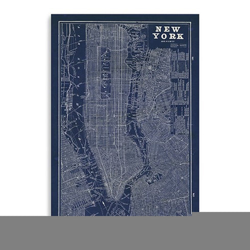 36" x 24" Indigo and White Aerial New York Map Canvas Wall Art