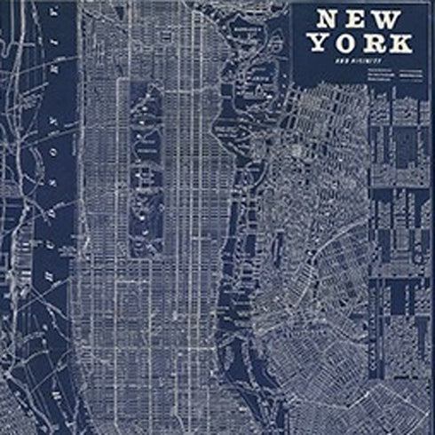 36" x 24" Indigo and White Aerial New York Map Canvas Wall Art