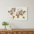 36" x 24" Fun Floral Map of the World Canvas Wall Art