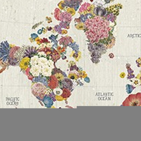 36" x 24" Fun Floral Map of the World Canvas Wall Art