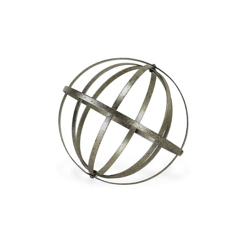 10" Silver Metal Hand Painted Decorative Orb Tabletop Sculpture