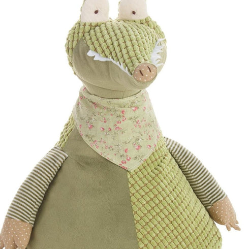 26" X 22" Green Crocodile Fabric Throw Pillow