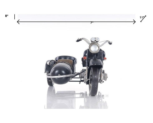 8" Black Metal Hand Painted Decorative Motorcycle