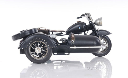 8" Black Metal Hand Painted Decorative Motorcycle