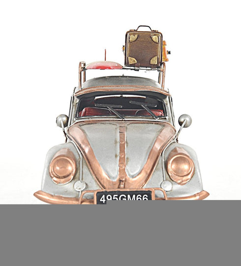 7" Silver Metal Hand Painted Model Car Tabletop Sculpture