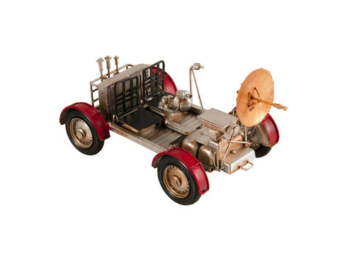 5" Red And Silver Metal Hand Painted Model Car Tabletop Sculpture