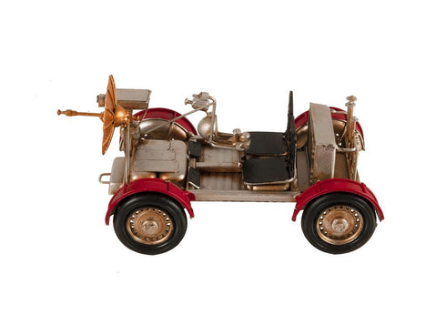 5" Red And Silver Metal Hand Painted Model Car Tabletop Sculpture
