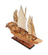 25" Wood Brown Solid Wood Hand Painted Model Boat Tabletop Sculpture