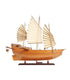 25" Wood Brown Solid Wood Hand Painted Model Boat Tabletop Sculpture