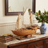 25" Wood Brown Solid Wood Hand Painted Model Boat Tabletop Sculpture
