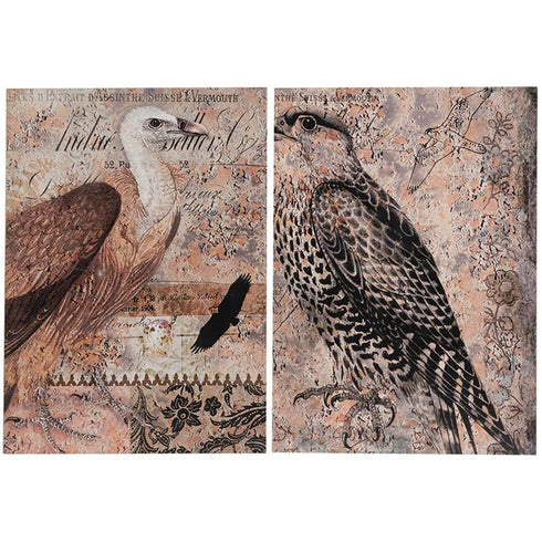 Set of Two Brown Wood Framed Art